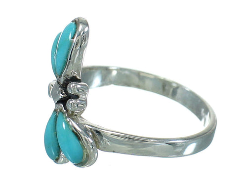 Genuine Sterling Silver Turquoise Inlay Dragonfly Ring Size 7-1/2 AX79419