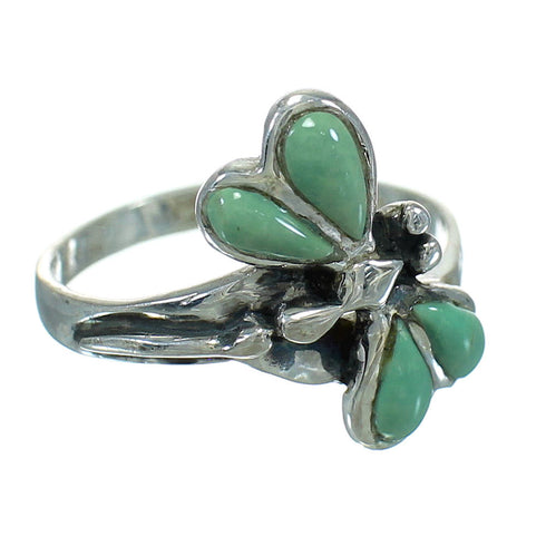 Turquoise Southwest Silver Dragonfly Jewelry Ring Size 6-3/4 AX79477