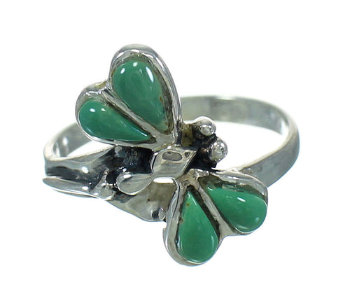 Turquoise Southwestern Sterling Silver Dragonfly Jewelry Ring Size 6-1/4 AX79480