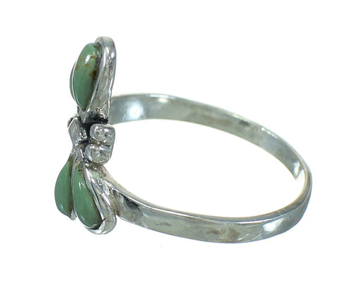 Sterling Silver Turquoise Inlay Dragonfly Jewelry Ring Size 8-1/2 AX79486