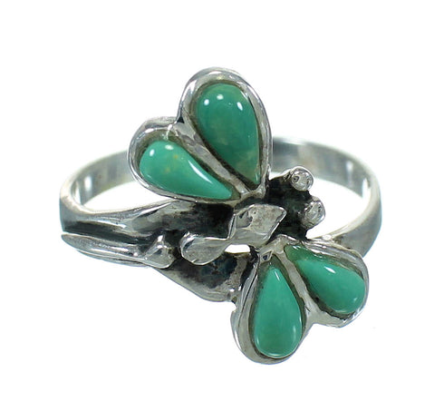 Silver Turquoise Inlay Southwest Dragonfly Jewelry Ring Size 6-1/4 AX79494