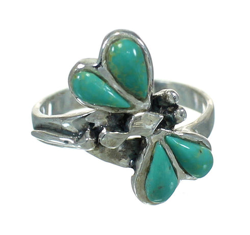 Turquoise Sterling Silver Dragonfly Jewelry Ring Size 4-3/4 AX79495