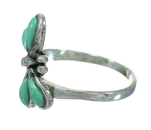 Turquoise Inlay Silver Dragonfly Ring Size 7-1/2 AX79502