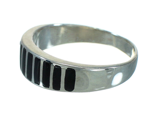 Black Jade And Sterling Silver Southwest Ring Size 7-3/4 YX69947