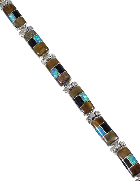 Sterling Silver Southwest Multicolor Link Bracelet AX65932