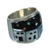 Sterling Silver Native American Village Design Multicolor Ring Size 5-1/4 QX70410