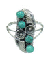 Southwestern Silver Turquoise Flower Ring Size 7-1/4 YX81063
