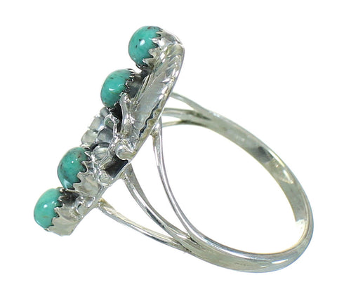 Southwestern Silver Turquoise Flower Ring Size 7-1/4 YX81063