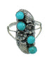 Southwestern Sterling Silver Turquoise Flower Ring Size 4-1/2 YX81066