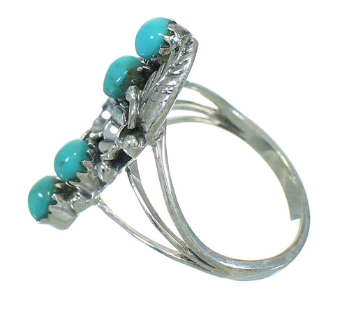 Southwestern Sterling Silver Turquoise Flower Ring Size 4-1/2 YX81066