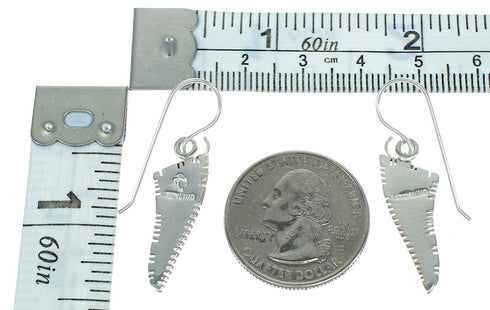 Southwestern Turquoise And Sterling Silver Hook Dangle Earrings YX78824