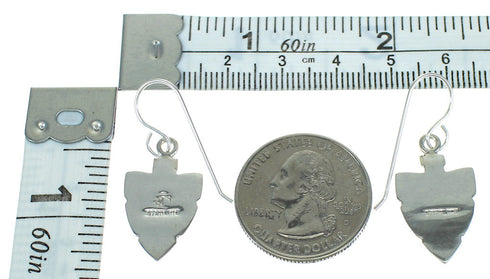 Turquoise And Sterling Silver Eagle Arrowhead Hook Dangle Earrings YX78845