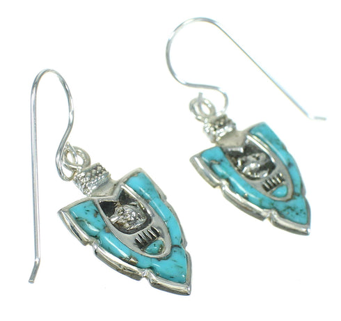 Silver Turquoise Bear Arrowhead Hook Dangle Earrings YX78859