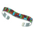 Southwest Genuine Sterling Silver Multicolor Inlay Cuff Bracelet VX65689