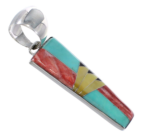 Southwest Multicolor Inlay Silver Pendant MX64799