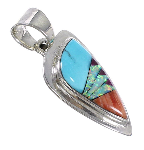 Silver Southwest Multicolor Inlay Pendant MX64818