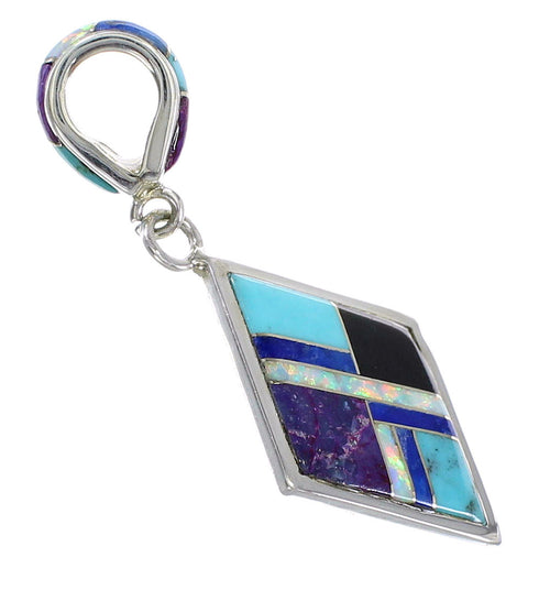 Southwest Jewelry Sterling Silver Multicolor Pendant MX64886