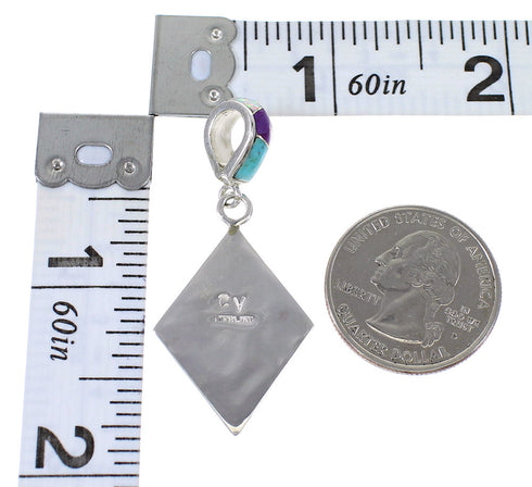 Southwest Jewelry Sterling Silver Multicolor Pendant MX64886