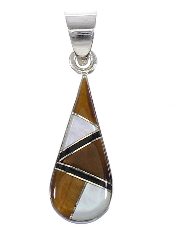 Tear Drop Southwest Sterling Silver Multicolor Pendant MX64895