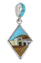 Southwest Silver Native American Village Design Multicolor Pendant MX64921