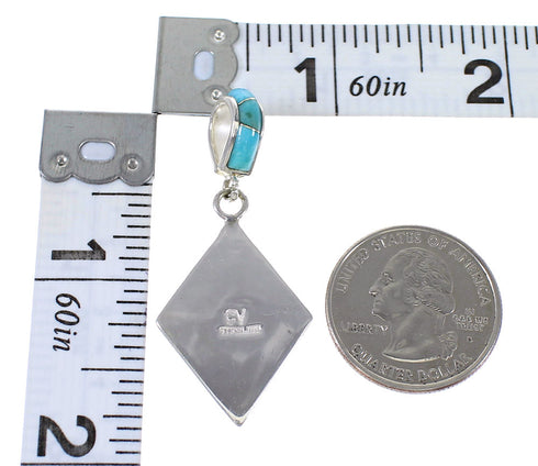 Southwest Silver Native American Village Design Multicolor Pendant MX64921