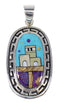 Native American Pueblo Design Southwest Multicolor Silver Pendant MX64925