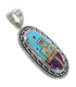 Native American Pueblo Design Southwest Multicolor Silver Pendant MX64925