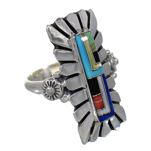 Sterling Silver And Multicolor Southwestern Jewelry Ring Size 7 YX75937