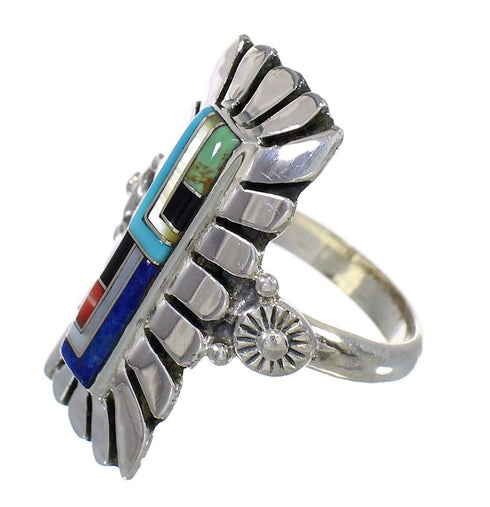 Sterling Silver And Multicolor Southwestern Jewelry Ring Size 7 YX75937