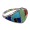 Southwest Sterling Silver Multicolor Inlay Ring Size 6-3/4 QX75199