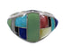 Southwest Genuine Sterling Silver Multicolor Inlay Ring Size 7-1/4 QX75203