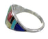 Southwest Genuine Sterling Silver Multicolor Inlay Ring Size 7-1/4 QX75203