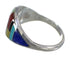 Silver Multicolor Inlay Southwestern Ring Size 6-3/4 QX75206