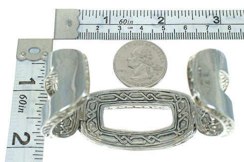 Southwest Magernta Turquoise Inlay Sterling Silver Cuff Bracelet RX65365