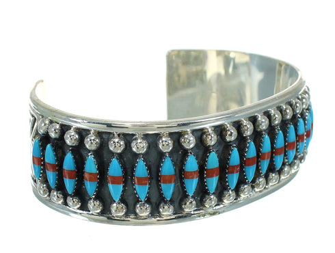 Turquoise Coral Authentic Sterling Silver Cuff Bracelet RX65460