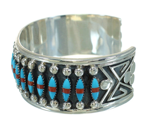 Turquoise Coral Authentic Sterling Silver Cuff Bracelet RX65460
