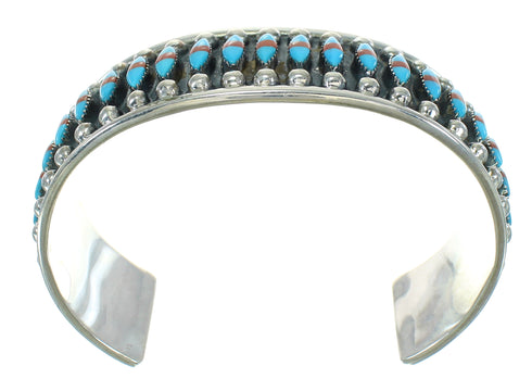 Turquoise Coral Authentic Sterling Silver Cuff Bracelet RX65460