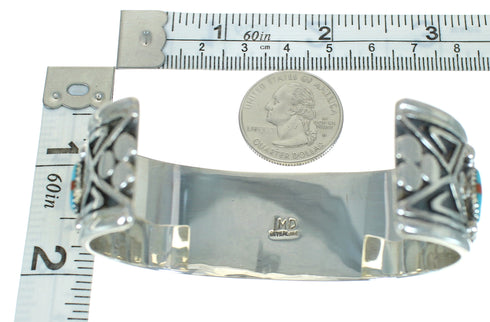 Turquoise Coral Authentic Sterling Silver Cuff Bracelet RX65460