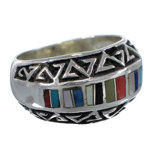 Water Wave Multicolor Silver Southwest Ring Size 7-1/4 YX75524