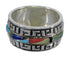 Multicolor Inlay Sterling Silver Southwest Ring Size 7-3/4 YX75557