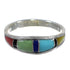 Multicolor Inlay Silver Southwest Ring Size 6-1/4 QX77961