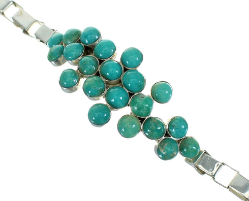 Turquoise And Sterling Silver Jewelry Link Bracelet VX65224