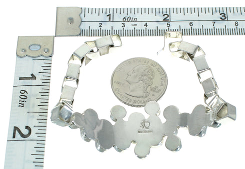 Turquoise And Sterling Silver Jewelry Link Bracelet VX65224