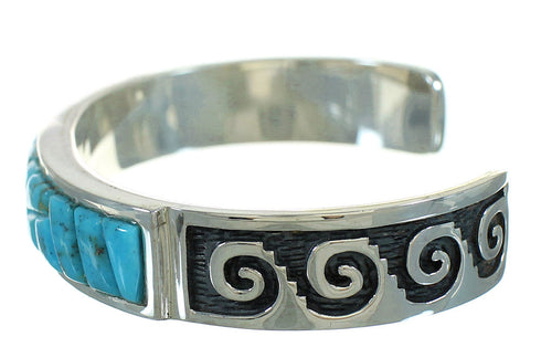 Authentic Sterling Silver And Turquoise Water Waves Cuff Bracelet VX65403