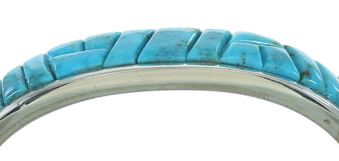 Authentic Sterling Silver And Turquoise Water Waves Cuff Bracelet VX65403