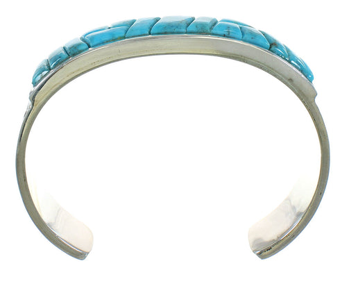 Authentic Sterling Silver And Turquoise Water Waves Cuff Bracelet VX65403