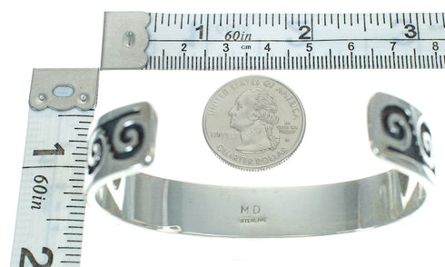 Authentic Sterling Silver And Turquoise Water Waves Cuff Bracelet VX65403