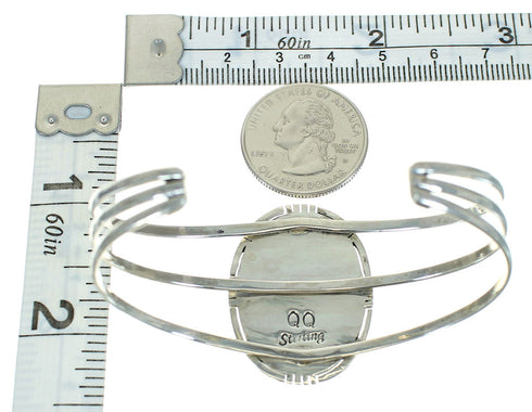 Genuine Sterling Silver Multicolor Inlay Native American Village Design Bracelet RX69133