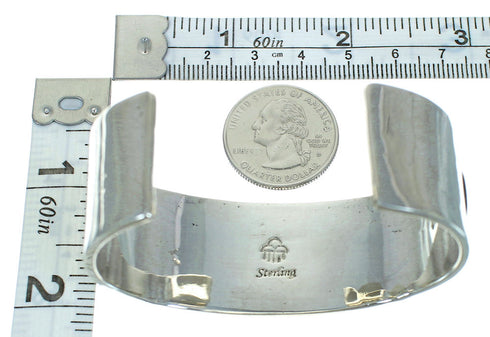 Sterling Silver Multicolor Native American Village Or Pueblo Design Southwest Cuff Bracelet RX69150