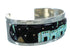 Southwestern Sterling Silver Multicolor Inlay Native American Village Design Cuff Bracelet RX69155